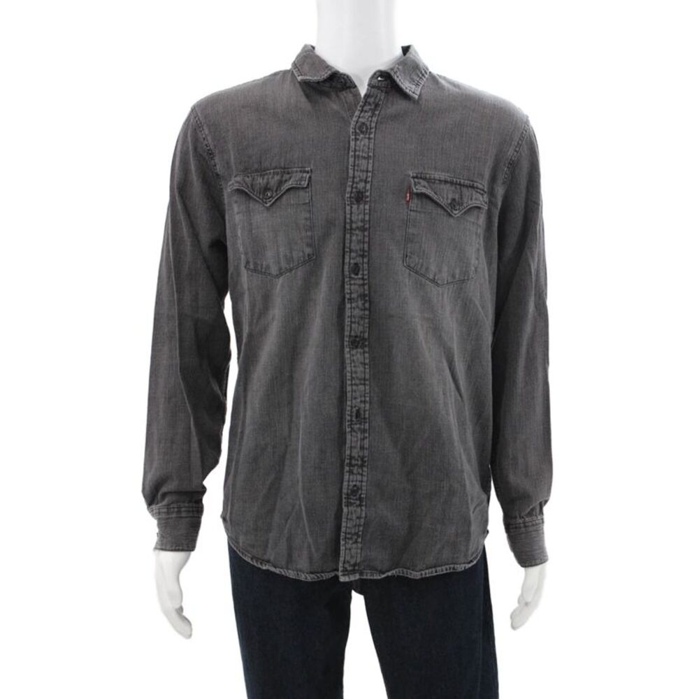 Levi's Mens Cotton Collar Long Sleeve Button Down Shirt Black Size L